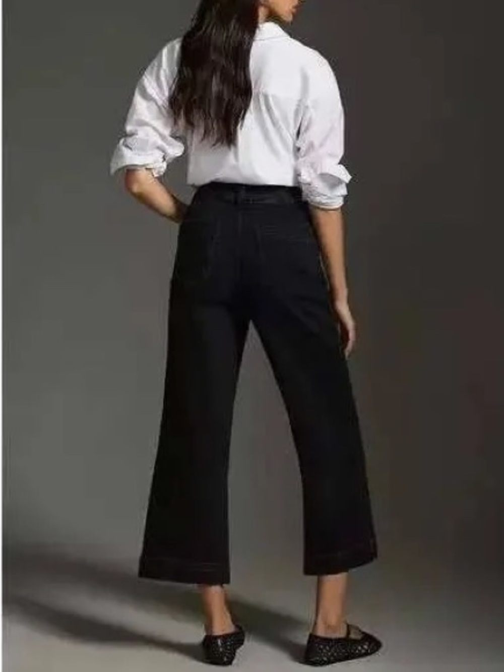 Anthropologie Pilcro The Skipper Wide Leg Cropped Black Jeans - Picture 2 of 8